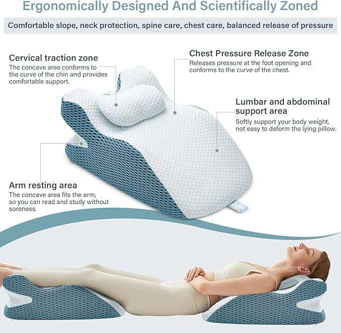 Wedge Pillow, Pillow Wedge with Small Support Pillow Ergonomic Memory Foam Wedge Pillow Comfortable Wedge Pillow for Neck and Back Small Wedge Pillow for Sleeping Reading Back Pain Relief