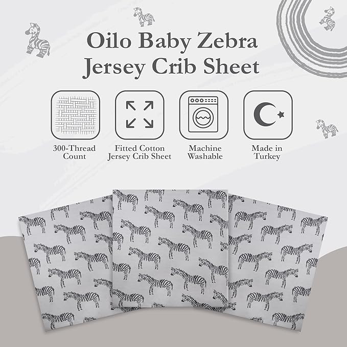 Crib Sheets - Crib Sheets Girl -Crib Sheets Boy - Jersey Sheets - Nursery Bedding - Toddler Bedding Sets for Girls - Toddler Bedding Sets for Boys - Baby Crib Sheets - OILO Studio Crib Sheet Zebra