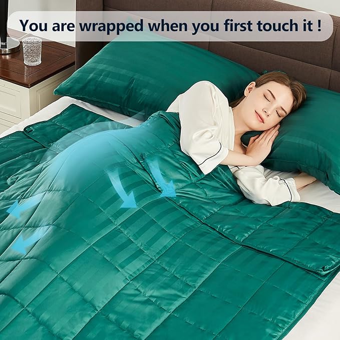 Weighted Blanket (36"x48" 5lbs) Weighted Blanket Cooling Blanket for Sleeping,Throw Size Breathable Blanket with Premium Glass Bead(Dark Green)