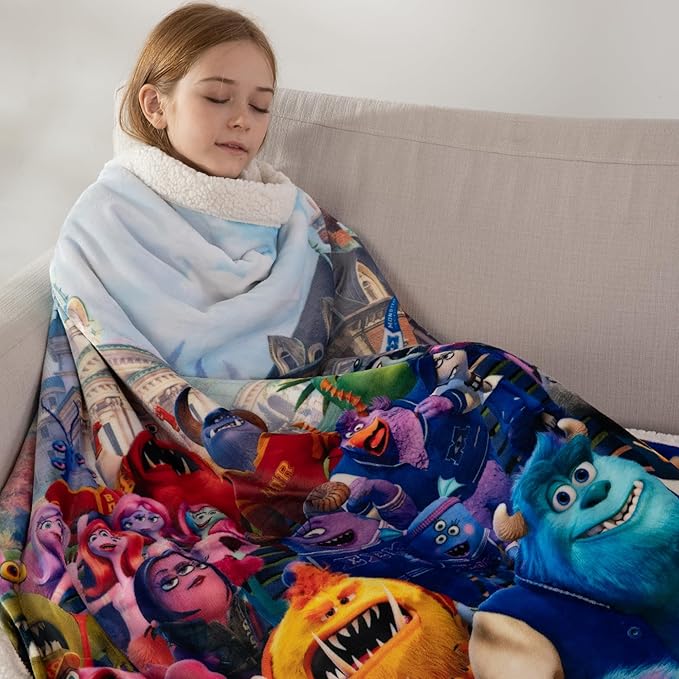 COSUSKET Throw Blanket, Kids Sulley Sullivan Sherpa Super Soft Fuzzy Plush Blanket Mike Wazowski 50 x 60 Inches Boys Girls Gifts