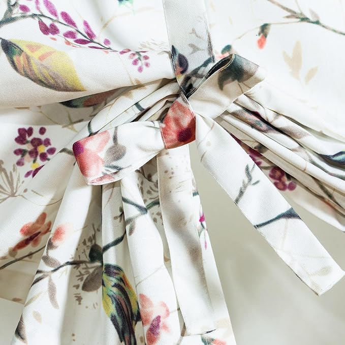 Leeva Birds Printed Tie Up Shades Curtains for Bathroom, Rod Pocket Adjustable Shade Curtain and Drapes for Living Room Bedroom, 42x63 in, One Panel, Purple