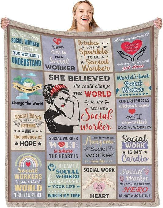 Social Worker Gifts for Women, Social Worker Gifts, Social Worker Office Decor, Social Work Gifts, School Social Workers Graduation Gift, Social Worker Blanket 50x60 in