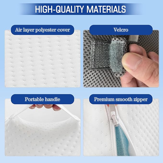 Bed Wedge Pillow for Sleeping, 6 & 7.5 & 10 Inch Adjustable Height Wedge Pillows for After Surgery, 16-in-1 Memory Foam Triangle Pillow Wedge Relieve Acid Reflux, Gerd, Snoring