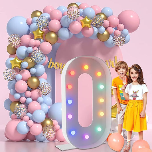 4FT Marquee Light Up Numbers Marquee Numbers 0, Choose Your Color, NO Glue Gun Needed, Anniversary Birthday Decorations for Her & Him