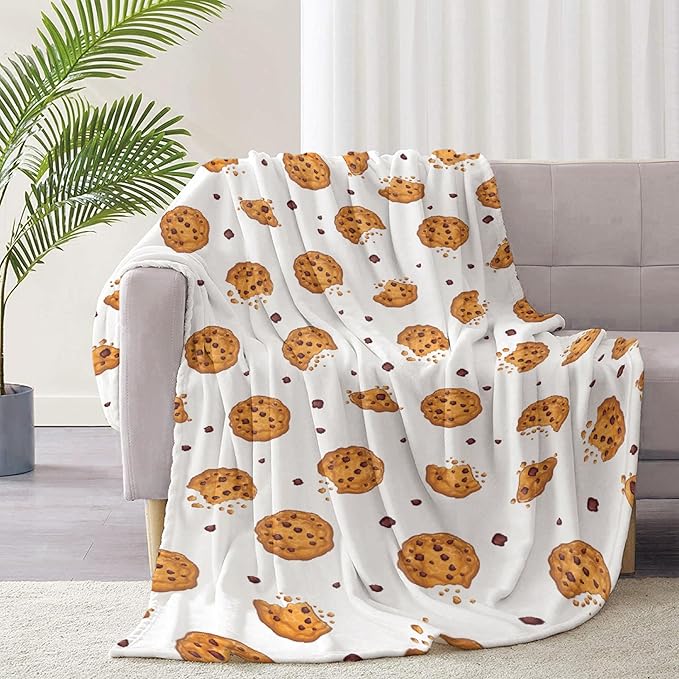 Funny Food Cookie Throw Blanket, Flannel Lightweight Plush Blanket Gift for Girl Boys,Quilt Ultra-soft Throw Fuzzy Blankets for bed Couch Sofa 50"x40" for Kids