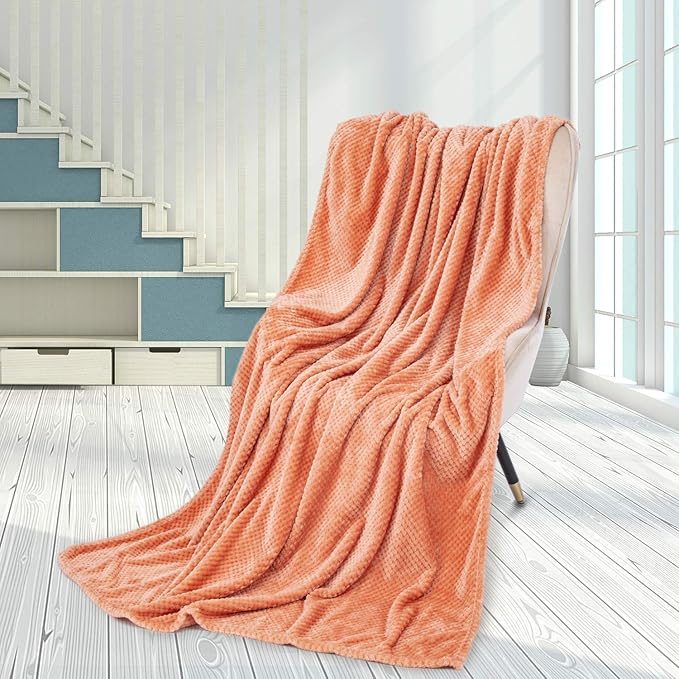 Fuzzy Throw Blanket, Plush Fleece Blankets for Adults, Toddler, Boys and Girls, Warm Soft Blankets and Throws for Bed, Couch, Sofa, Travel and Outdoor, Camping (Throw(50"x70"), L-Grapefruit)