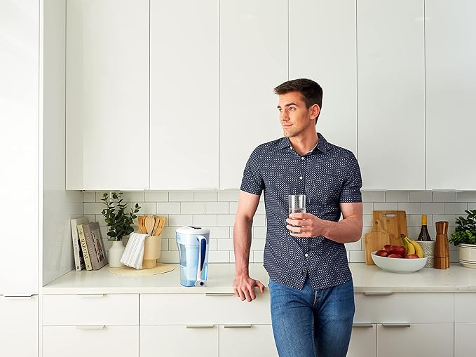 Culligan ZeroWater 12-Cup Ready-Pour 5-Stage Water Filter Pitcher Dispenser with 5-Stage 0 TDS Water Filter – IAPMO Certified to Reduce Lead, Chromium, and PFOA/PFOS