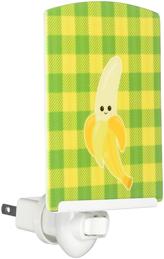 Caroline's Treasures BB6993CNL Banana Face Ceramic Night Light Compact, UL-Certified, Ideal for Bedroom, Bathroom, Nursery, Hallway, Kitchen, 6x4x3, Multicolor
