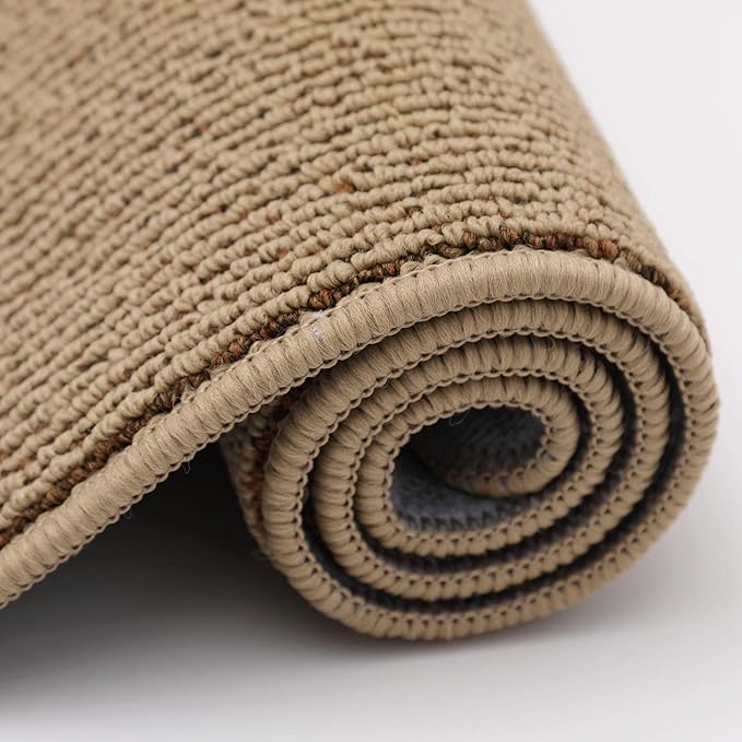 COSY HOMEER 20x30 Inch/20X48 Inch Kitchen Rug Mats Made of 100% Polypropylene Strip TPR Backing 2 Pieces Soft Kitchen Mat Specialized in Anti Slippery and Machine Washable,Beige