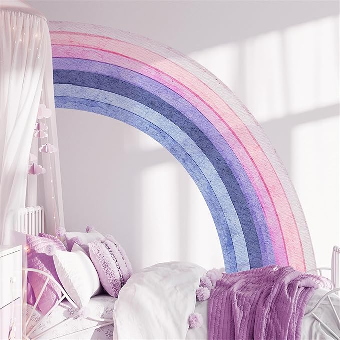 Waterproof Removable Vinyl Huge Rainbow Wall Decal Sticker for Nursery Kidsroom School Classroom Livingroom Bedroom Bathroom Decorations Art Kids Graduation Boho Cute Decals
