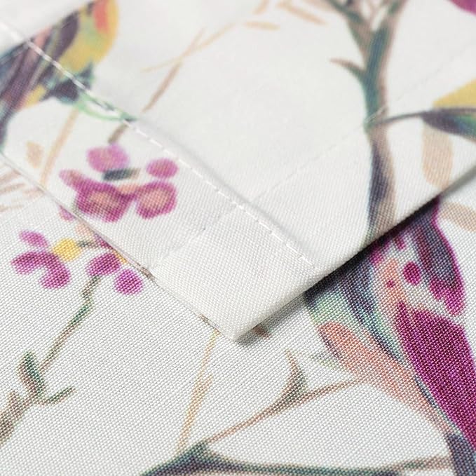 Leeva Elegant Purple Birds Curtain Tiers, Farmhouse Style Linen Textured Short Window Treatment for Bathroom Living Room Cafe, 2 Panels Set, 29 x 36 Inch