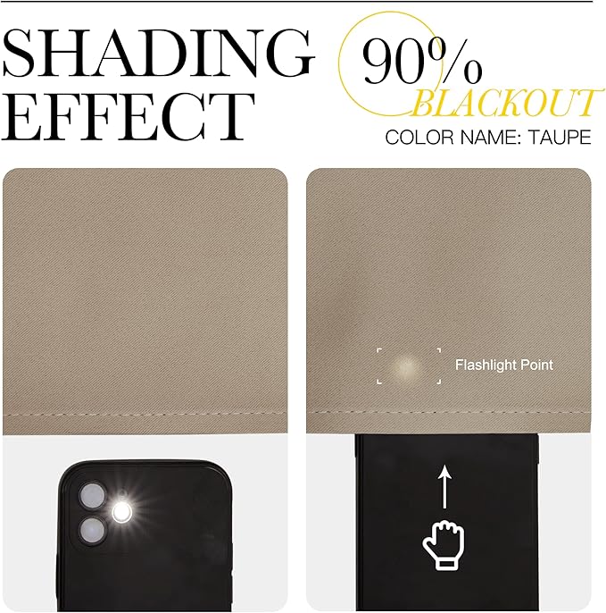 NICETOWN Sleek Blackout Curtains 63 inches Length for Small Windows, Noise Reducing and Block Draft Panels for Door Doorway Laundry Office Luxury Decor Theme (2 Panels, Taupe, W42 x L63 -Inch)