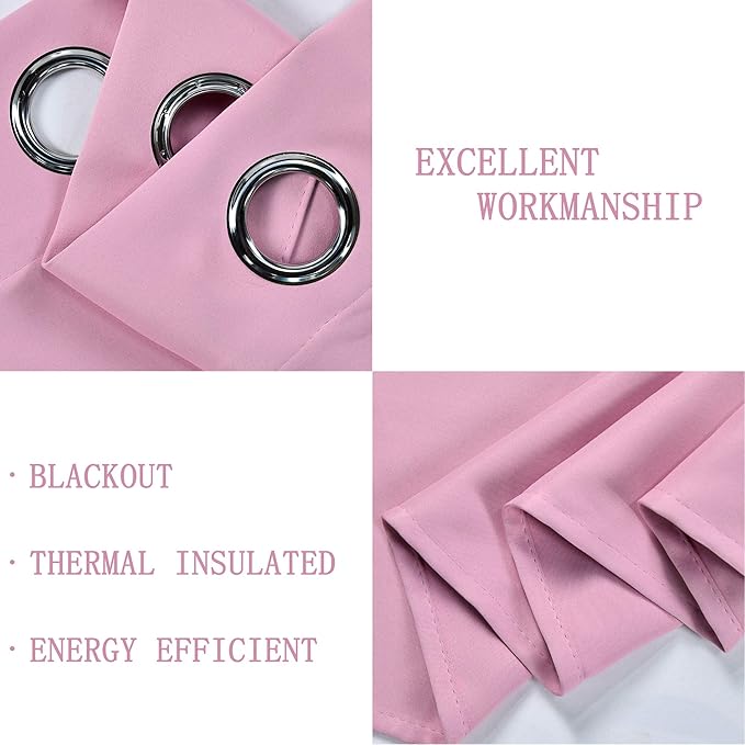 Brush Pink Valance for Girls Bedroom Blackout Grommet Top Valance Window Treatment for Living Room Short Straight Drape Valance for Nursery Baby Girls Room 52X18 1 Panel