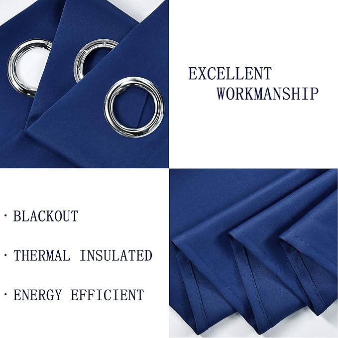 DECOVSU Navy Blue Window Valance for Kitchen 70x18 Inch Solid Blackout Thermal Insulated Grommet Valance for Bedrooom Living Room Extra Wide 1 Panel