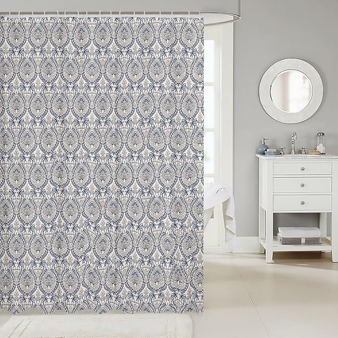 Feelyou Damask Pattern Shower Curtain 72"x84" Kids Vintage Floral Bathroom Shower Curtain Set for Boys Girls Teens Antique Victorian Baroque Bath Curtain Baroque Style Bathroom Accessories