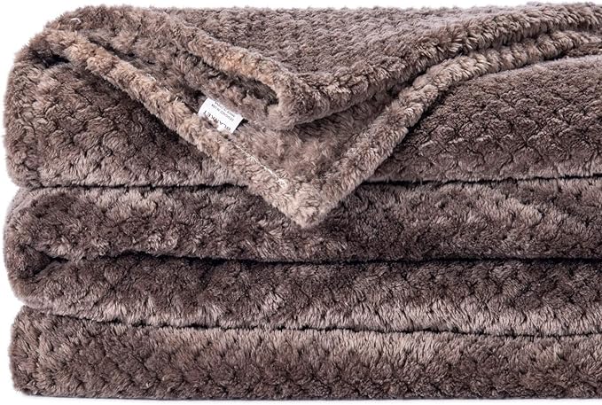 Fuzzy Throw Blanket, Plush Fleece Blankets for adults, Toddler, boys and Girls, Warm Soft Blankets and Throws for Bed, Couch, Sofa, Travel and Outdoor, Camping (Queen(80"x90"), XXL-Eagle Grey)