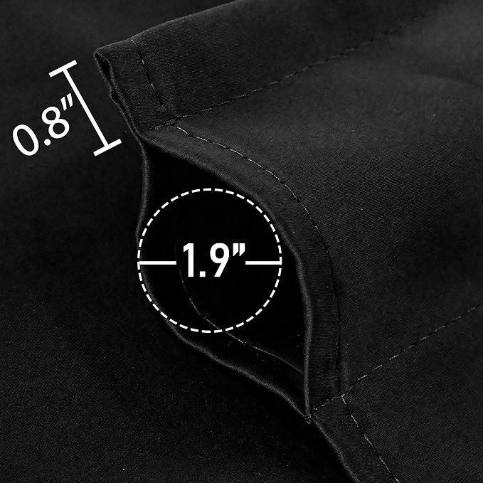 Black Valance for Windows 42x18 Inch Solid Thermal Insulated Blackout Rod Pocket Kitchen Short Curtain Toppers Valance for Bathroom Living Room 2 Panels