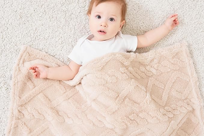 Sherpa Baby Blanket for Girls Toddlers Fleece Fluffy Fuzzy Blanket for Baby,Soft Warm Cozy Fleece Blanket,Receiving Blanket for Infant Newborn (beige, 30 * 40, rhombus twist)