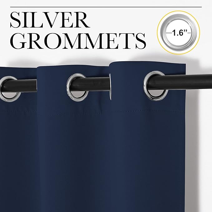 NICETOWN Navy Blackout Curtains 120" Long for Living Room, 55" W, Set of 2, Thermal Insulated Window Treatment Light Reducing Room Darkening Drapes for Boys Kids Bedroom, Classroom, Apartment