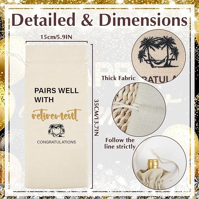 Retirement Gifts Retirement Wine Bag - Retirement Gifts for Women Men, Pairs Well with Retirement, Retirement Wine Bottle Gift, Funny Retirement Gifts for Retired Teachers Employees Friends Colleague