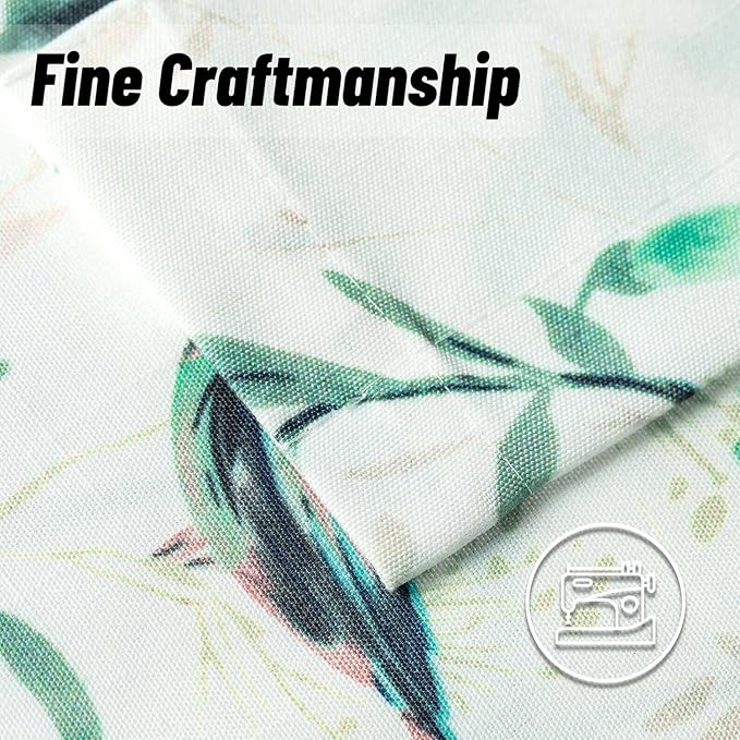 Leeva Birds Vines Printed Curtains Valance for Kitchen Bath Laundry Bedroom Living Room, Rod Pocket Semi-Blackout Valances for Windows, 52 x 18 Inch, Green Birds, One Panel