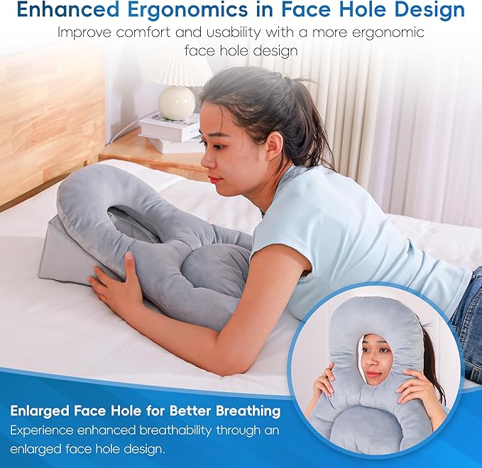 TYYIHUA Face Down Pillow, for Eye Surgery Recovery, BBL, Prone Pillow for Retinal Surgery, Massage Pillow Face Down