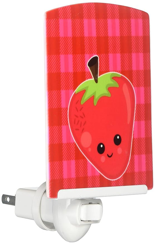 Caroline's Treasures BB6989CNL Strawberry Face Ceramic Night Light Compact, UL-Certified, Ideal for Bedroom, Bathroom, Nursery, Hallway, Kitchen, 6x4x3, Multicolor