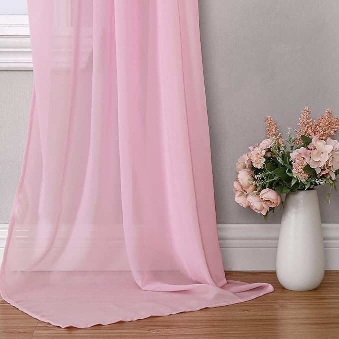 Fragrantex Pink Sheer Scarf Curtain for Canopy Bed Lightweight Soft Chiffon Fabric Decorative Scarf Swage Valance for Window Kids Room Wedding Party Arch 52" Wx256 L 7 Yards,1 Panel,Blush