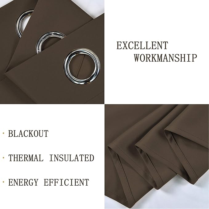 Brown Curtain Valances for Windows Kitchen Blackout Thermal Insulated Curtain Valance for Living Room for Bedroom Kids Room/Cafe/Loft 70X18 1 Panel Coffee Brown