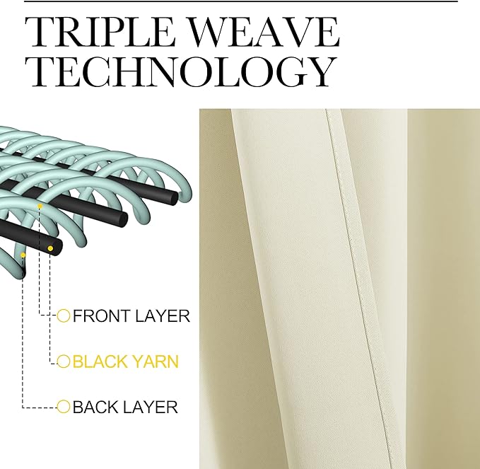 NICETOWN Room Darkening Curtain Panels for Cafe, Thermal Insulated Grommet Top Room Darkening Draperies/Drapes for Window (Beige, 2 Panels, W34 x L45)