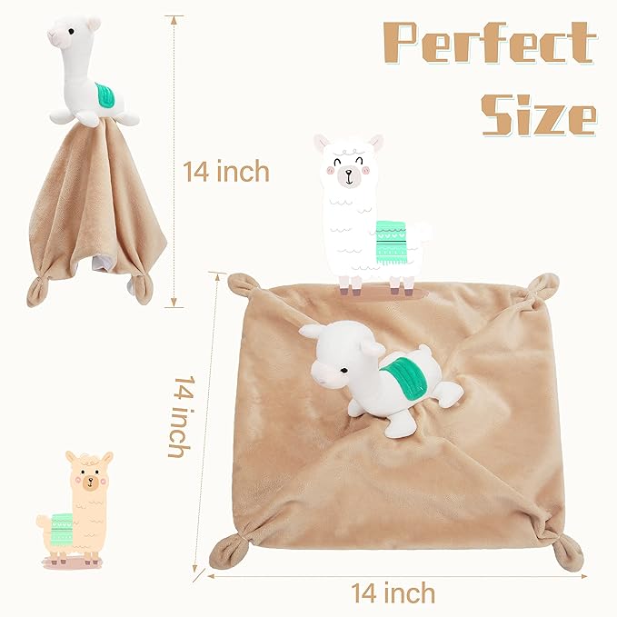 Pro Goleem Llama Security Blanket Soft Loveys for Babies for Boys and Girls Newborn Lovie Infant Blankie Llama Baby Stuff Baby Snuggle Toy Stuffed Animal Baby Gifts 14 Inch