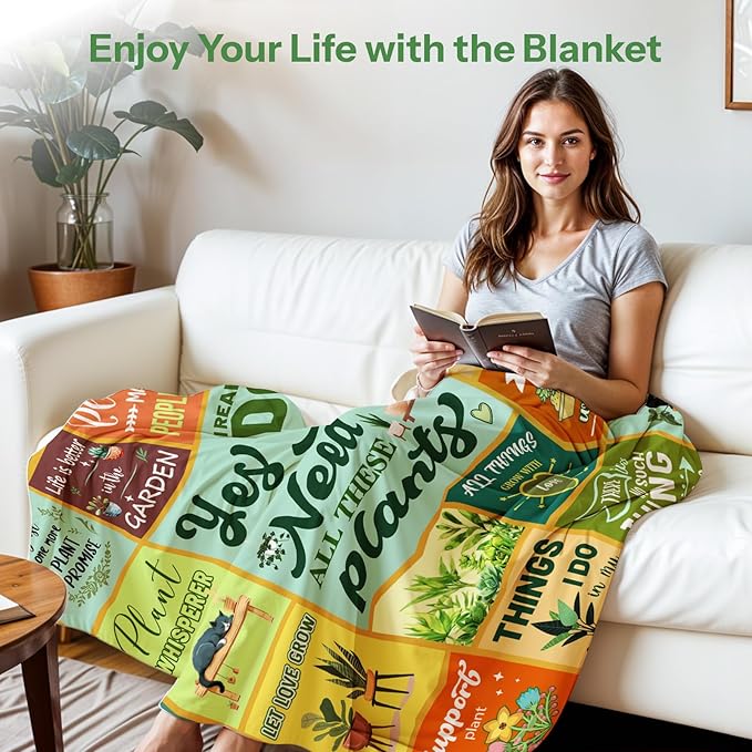 Gifts for Gardeners Woman, Plant Lover Gifts for Women, Plant Gifts Blanket, Gardening Gifts for Women, Blanket for Plant Lover Mom Aunt Grandma Daughter Mothers Day Christmas 60x80