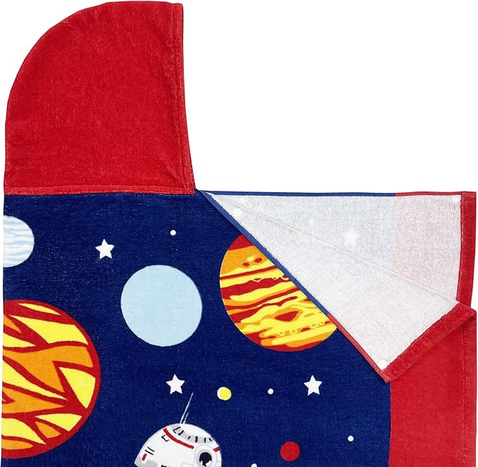 Beach Bath Towel with Hood for Kids Boys Girls 3 to 12 Years, Oversized 50"x30", Super Soft Absorbent Cotton for Bath/Pool/Beach Swim Cover-ups Bathrobe, Starry Sky with Drawstring Bag