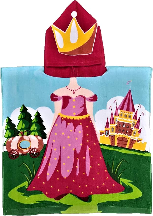 Wonder Woman KOMARKIDS Girls Snow White, Bella and Ariel Flower Design Pink Towel