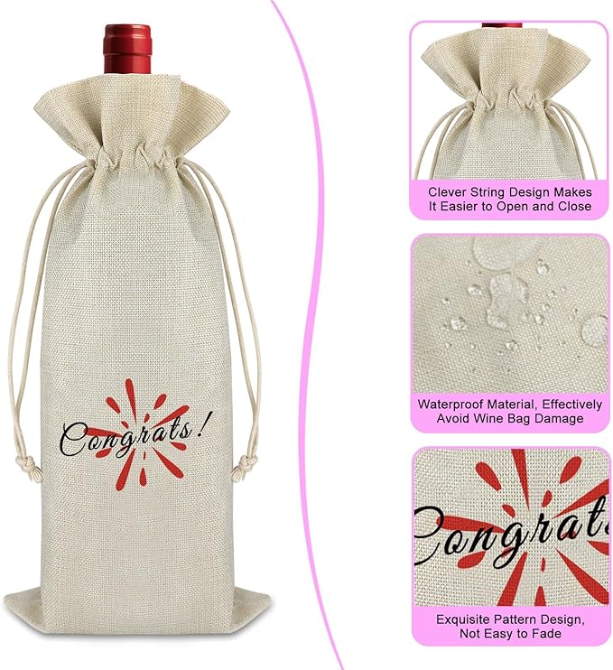 Birthday Gift Graduation Gift for Women Men Wine Gift Bag Wedding Gift Engagement Gift for Friends Daughter Drawstring Wine Wrap Bag Farewell New Job Gift for Coworker Christmas Housewarming Gift