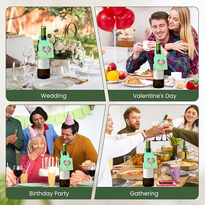 Megitzuu 50 Pieces Wine Bottle Box with Window, Green Wine Boxes for Gifts Hanging Foldable Wine Gift Boxes Kraft Paper Wine Bottle Hanger Favor Box for Holding Candy Truffles Chocolate Cookies