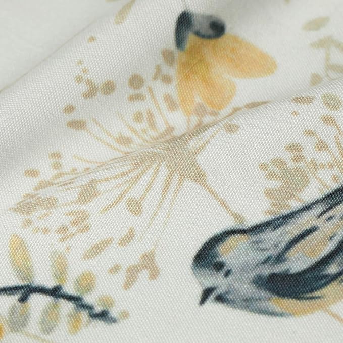 Leeva Elegant Grey Birds Curtain Tiers, Farmhouse Style Linen Textured Short Window Treatment for Bathroom Living Room Cafe, 2 Panels Set, 29 x 24 Inch