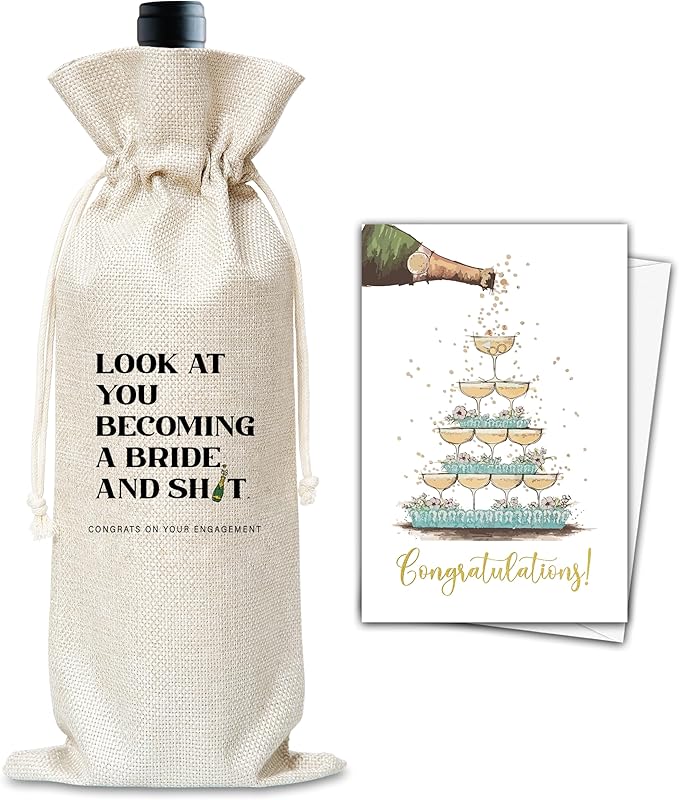 Engagement Wine Gifts Bag, Gifts For Wedding Engagement Marriage Honeymoon Bride Shower Reusable Wine Bag, Champagne Gifts Bag, Gifts For Newly Engaged Couples Bride Women Sister Friends-30