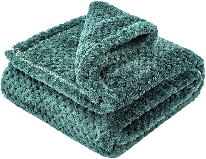 Fuzzy Blanket or Fluffy Blanket for Baby Girl or boy, Soft Warm Cozy Coral Fleece Toddler, Infant or Newborn Receiving Blanket for Crib, Stroller, Travel, Decorative (40Wx60L, M-Black Green)