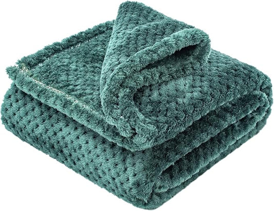 Fuzzy Blanket or Fluffy Blanket for Baby Girl or boy, Soft Warm Cozy Coral Fleece Toddler, Infant or Newborn Receiving Blanket for Crib, Stroller, Travel, Decorative (40Wx60L, M-Black Green)