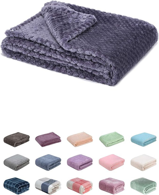 Fuzzy Blanket or Fluffy Blanket for Baby, Soft Warm Cozy Coral Fleece Toddler, Infant or Newborn Receiving Blanket for Crib, Stroller, Travel, Decorative(28Wx40L, Grape Purple)