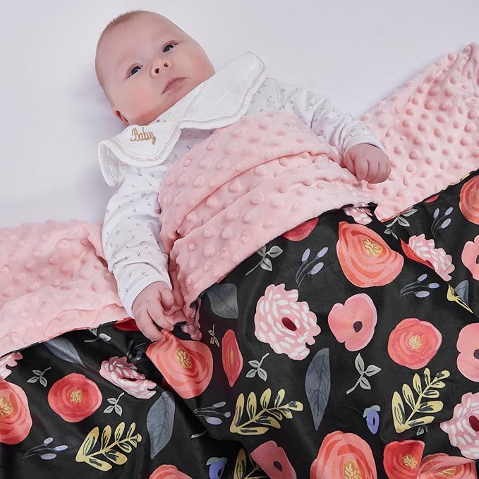 Baby Blanket for Boys Girls Super Soft Blanket,Fluffy Warm Lightweight Baby Receiving Blankets,Double Layer with Dotted Backing for Toddler NurseryQSTEHEML Baby Blankets (Flower, 30*40inch)