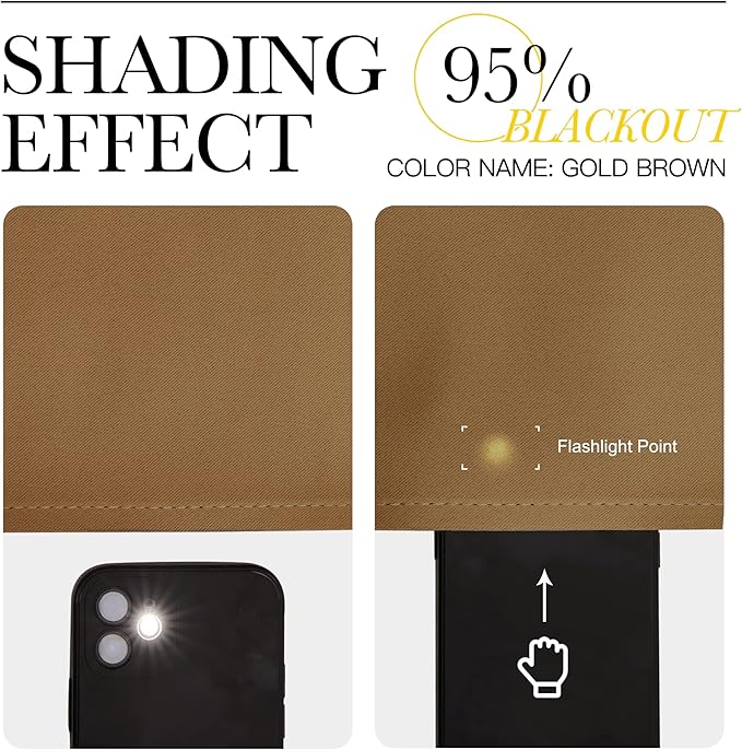 NICETOWN Sleek Blackout Curtains 50 inches Length for Small Windows, Noise Reducing and Block Draft Panels for Door Doorway Laundry Office Luxury Decor Theme (2 Panels, Gold Brown, W42 x L50 -Inch)