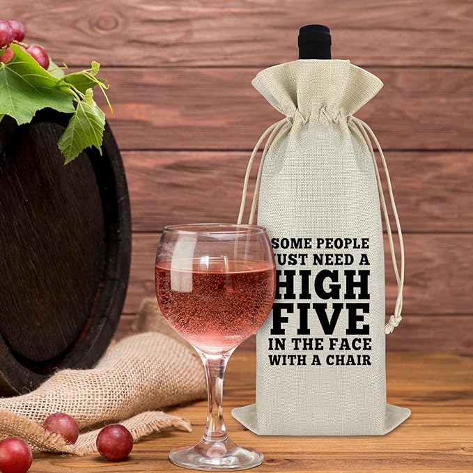 Wine Bag Birthday Gift for Women Men Wine Wrap Bag Birthday Present for Friends Family Coworker Him Her Boss Birthday Party Decors Reusable Burlap Wine Bag Christmas Gift