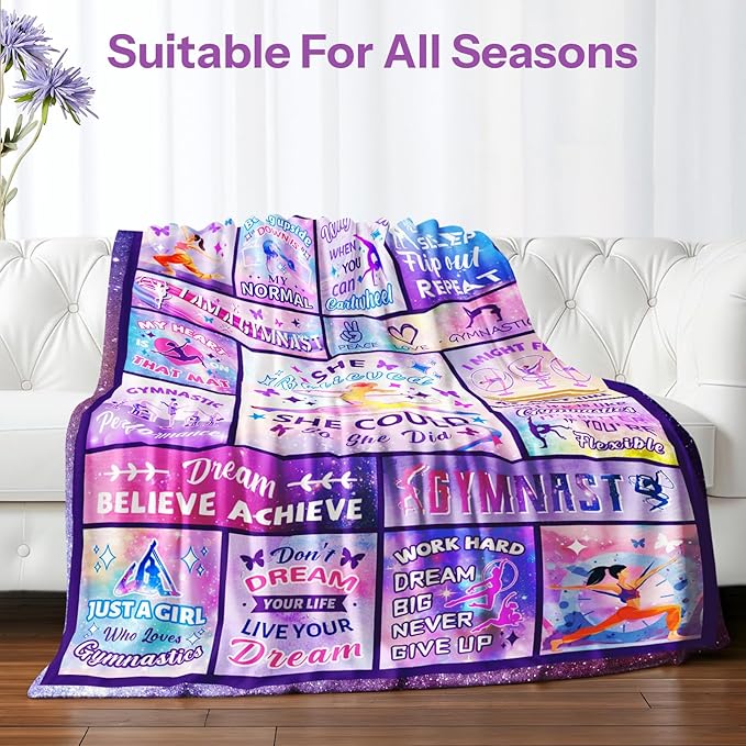 Gymnastics Blanket, Gymnastics Gifts for Girls, Gymnastics Stuff, Gymnastics Gifts, Gymnastics Blankets, Gymnastics Stuff for Girls, Gifts for Gymnasts Girls on Christmas Birthday 50x60 in