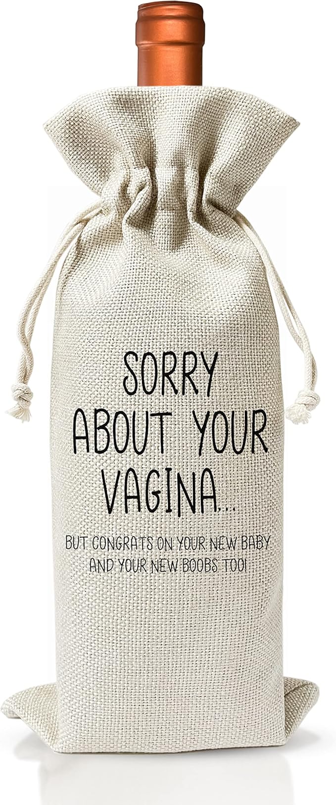 Pregnancy Announcement Wine Gift Bags - New Mom Gift Wine Bags - Cover Bag For Having New Baby - Grandparents - New Parents - Baby shower Party Supplies Favors - Mother's Day Gift - Burlap - HiMo216