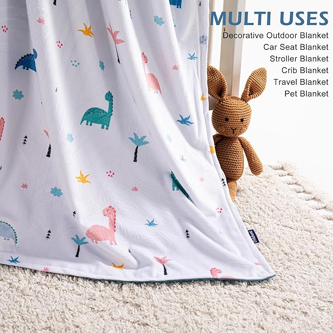 Baby Blanket for Boys Girls Super Soft Blanket,Fluffy Warm Lightweight Baby Receiving Blankets,Double Layer with Dotted Backing for Toddler Nursery (Dinosaur, 50 * 60inch)