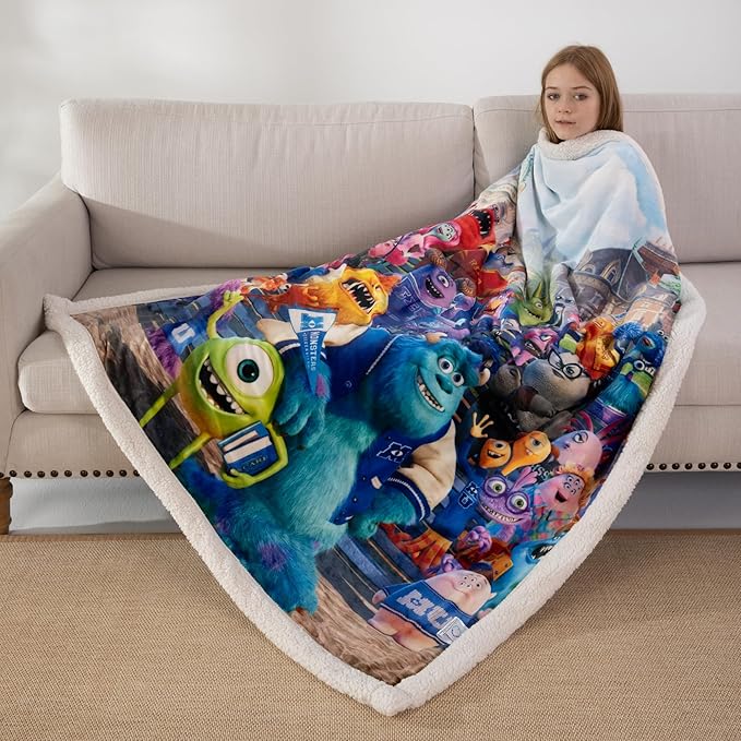 COSUSKET Throw Blanket, Kids Sulley Sullivan Sherpa Super Soft Fuzzy Plush Blanket Mike Wazowski 50 x 60 Inches Boys Girls Gifts