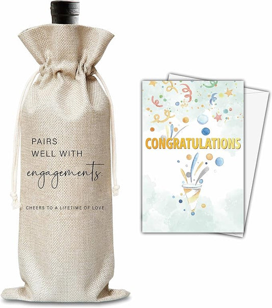 Xanev Engagement Gifts For Couples, Wedding Wine Gift Bag, Mr And Mrs Marriage Wedding Gifts, Honeymoon Gifts, Wedding Bridal Shower Engagement Bachelorette Party Decoration Supplies Favors, B37