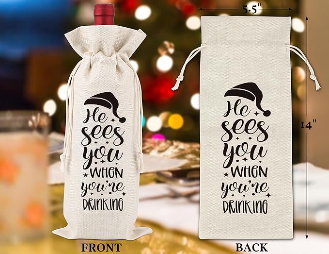 Christmas Wine Gift Bags,Pairs Well With Christmas,Christmas Wine Bags,Wine Gift Bag,Christmas Drawstring Wine Bag,Christmas Party Favors,Holiday Party Favors,1 Drawstring Gift Wine Bag,Q34
